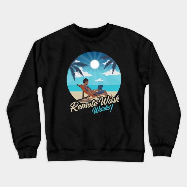 Remote Work Works Crewneck Sweatshirt by Locind